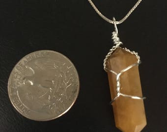 Carnelian Gemstone Point Pendant Necklace 20" Sterling Silver Box Chain