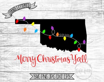 Merry Christmas Y'all Oklahoma Christmas Lights SVG / Merry Christmas Y'all Cut File and Printable / Commercial Use