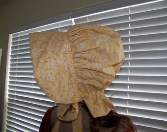 pioneer bonnet hat head piece, cotton civil war reenactment socials victorian gold whisper #1101