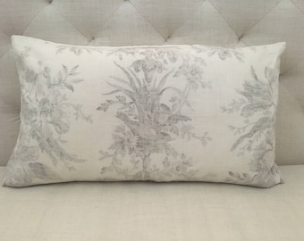 Brunschwig et Fils Brown Floral Toile Pillow Cover, 14"x24"