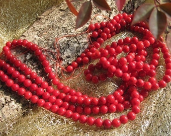 A Grade Bamboo Red Coral 6mm Round beads
