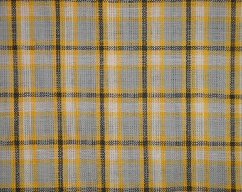 Homespun Fabric | Sewing Fabric | Cotton Fabric | Quilt Fabric | Home Decor Fabric | Plaid Fabric | Yellow White Grey And Charcoal Fabric