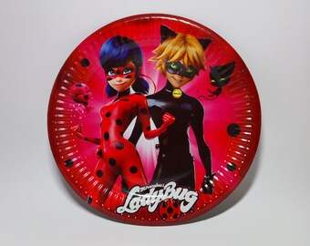 Lady Bug paper plates 10 pcs. Lady Bug plates for children's holiday, party or birthday. Miraculous Ladybug party. Lady bug dessert plates.