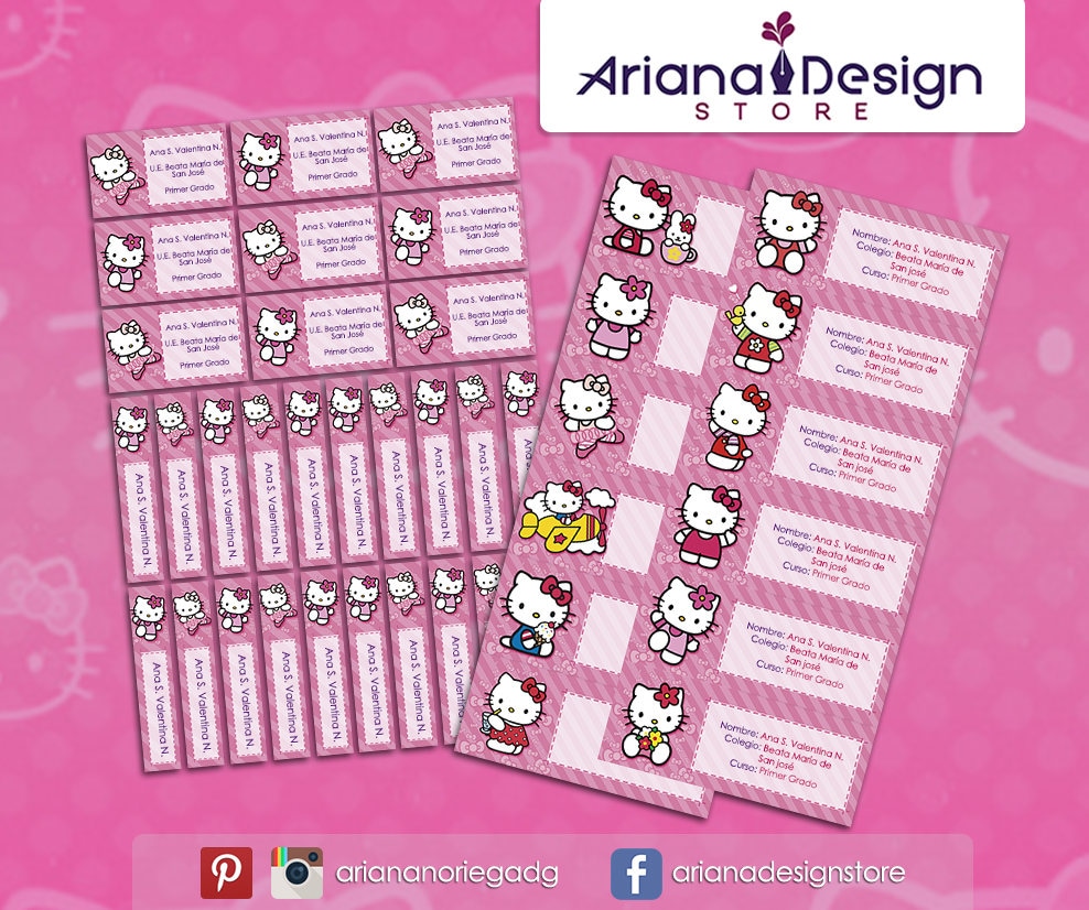Printable and personalized Hello Kitty name tags Hello