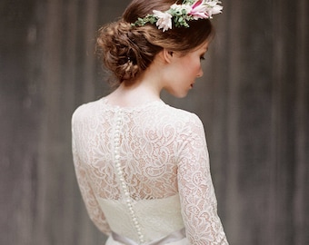 Long sleeve lace wedding dress "Rufina", bohemian bridal gown, rustic wedding dress, modest dress, corset wedding dress, boho, Milamira