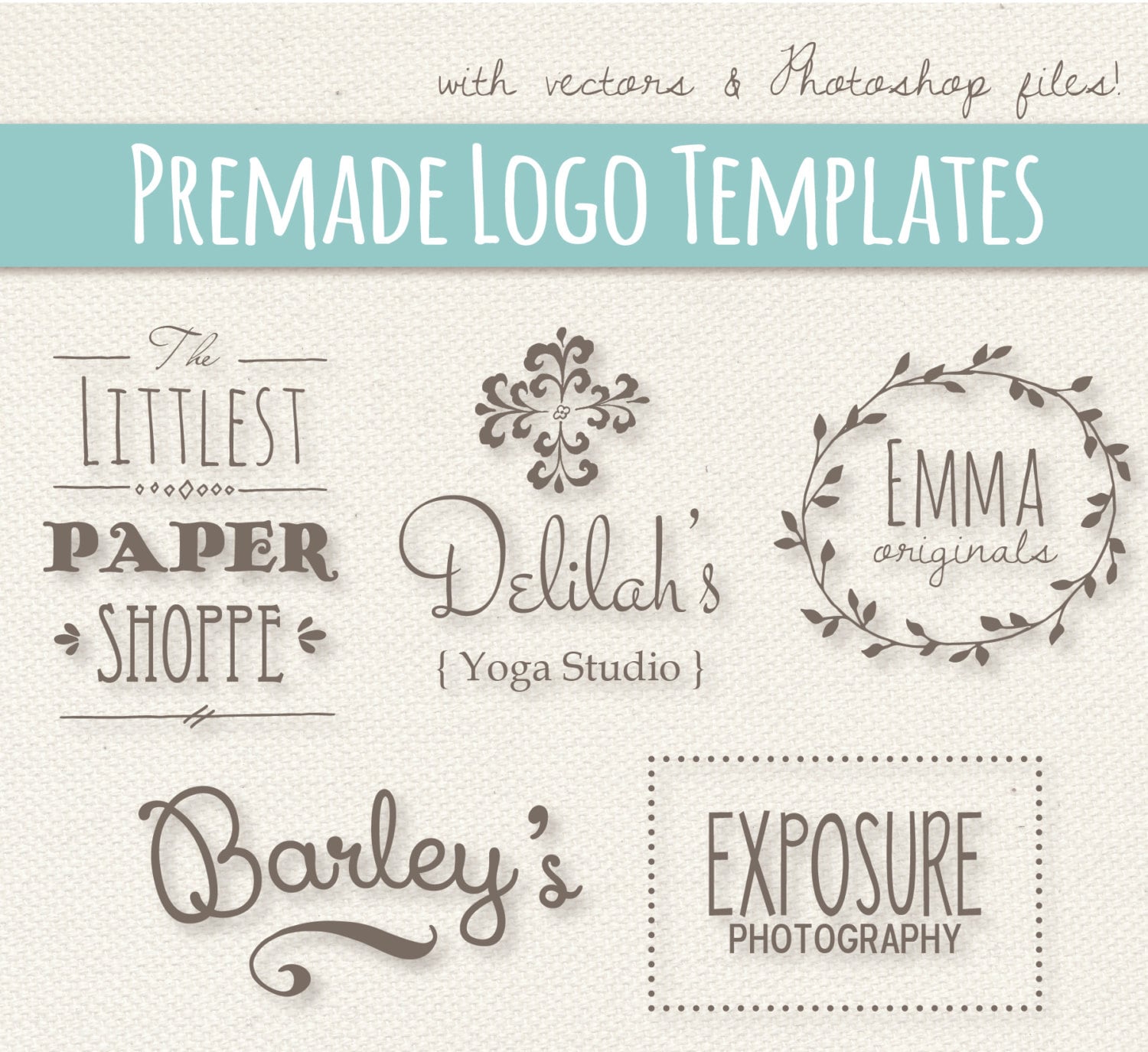 Cute Logo Templates Set 1 // Fully Layered PSD // Editable