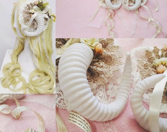Lovely Ivory Lolita Clip-On Ram Horns (Medium Sized Horns)