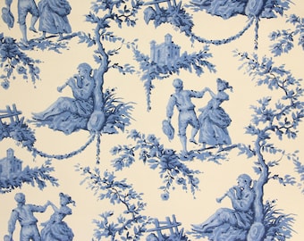 S Vintage Wallpaper Blue Scenic Toile By The Yard S Vintage Wallpaper Blue Scenic Toile By The Yard