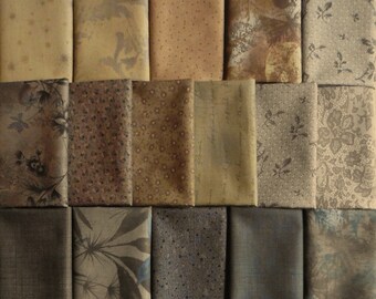 Japanese cotton prints - 16 Diawabo and Lecien brown fat eighths