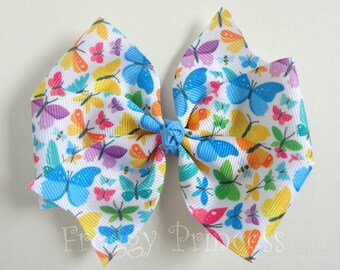 Butterfly Hair Bow - Pinwheel Bow - No Slip Velvet Grip Hair Clip