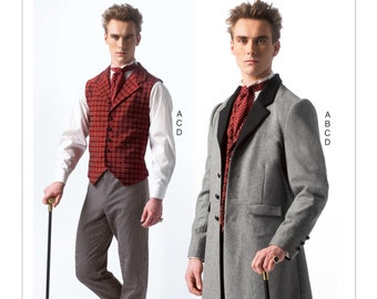 McCall's Costume Pattern 7003 -Men's Steampunk Vest Steampunk Long Coat Steampunk Pants Outfit Cosplay Size small-X-large