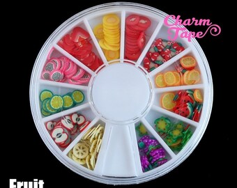 Polymer Clay Slices - Fruit / Heart / Cakes For Slime making Manicure Nail Art Wheel 120 pieces