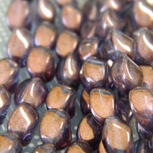 9x6MM Czech Pressed Olive Beads - Mettalic Lustred Pressed Beads - Authentic Czech Glass Beads - 14 Beads Per Bead Strand CB51