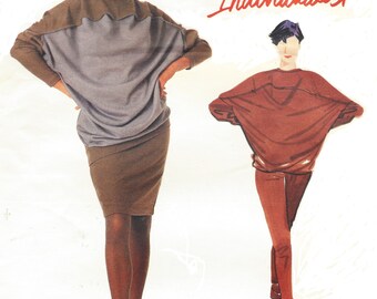 80s Rare Issey Miyake Womens Dolman Sleeve Top Skirt & Pants Vogue Sewing Pattern 2334 Size 12 14 16 Bust 34 36 38 FF Vogue Individualist