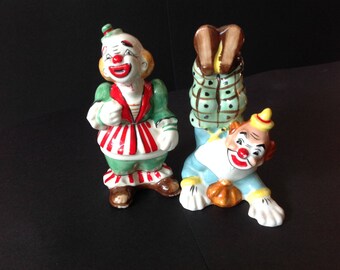 Vintage Yona Original 1957 Tumbling Clowns Salt Pepper Shakers