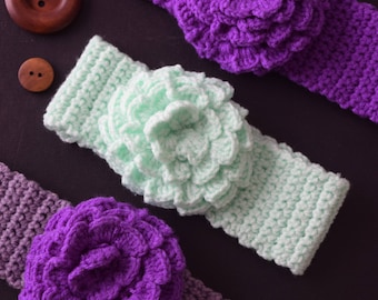 Soft hand crochet.headband with flower baby Girl
