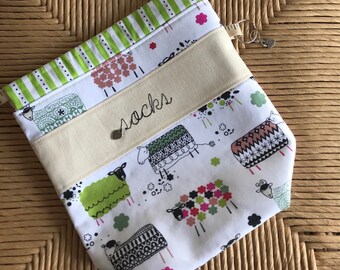 Knitting Project Bag - Sock Knitting Bag - Project Bag - Sock Bag - Weird Sheep fabric