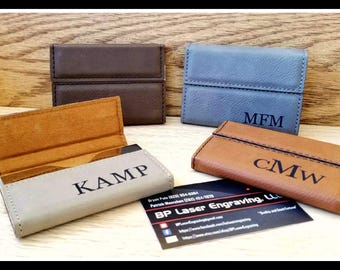 Custom Leatherette, Leather Business Card Holder, Boss Gift, Personalized Card Case, Corporate Gifts, Fathers Day Gift, Groomsmen Gifts