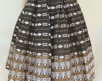 Vintage 1950s Mexican Circle Skirt & Blouse Set Metallic Gold