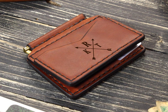 Money Clip Wallet Leather Personalized Groomsmen Gifts Dad