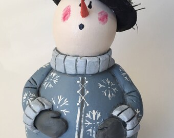 Snowman Gourd Holiday Decor Hand Painted Gourd Folk Art Snowman Winter Decor Christmas Decoration Holiday Ornament Primitive Snowman