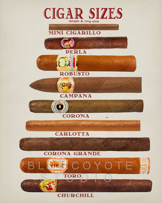 Cigar Poster Bar Art Cigar Size Chart Cigar Print Cigar