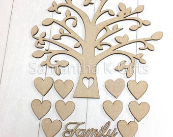 Family Tree - Create your own frame - With hearts & Family word