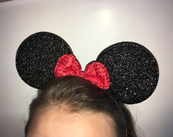black mouse ears with red bow headband minnie mouse