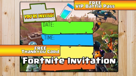 Fortnite Birthday Party Invitations FREE Thankyou Card FREE