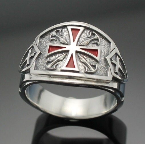 Knights Templar Masonic Ring for Men in Sterling Silver