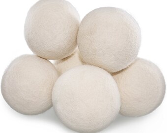 Wool Dryer Balls (6 Pack) - The ORIGINAL "Sheep Balls" - XL Premium, All Natural, Reusable - From Nepal, New Zealand Wool