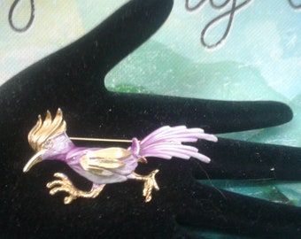 Goldtone Roadrunner Brooch