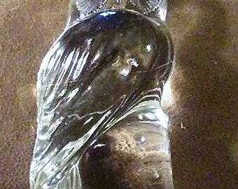 Sale-Clear Glass Vintage Owl Figure