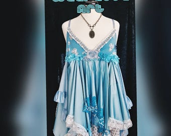 Blue Moon tattered boho beach slip dress