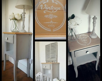 Nightstand restyled and weathered gray and white