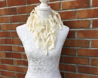 Cream felted seaweed scarf