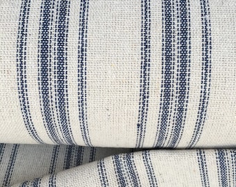 Grain Sack Fabric Blue Stripe Vintage Inspired Sold By The Yard Feed Sack Fabric Flour Sack Fabric Gunny Sack Fabric Grain Sack Reproduction