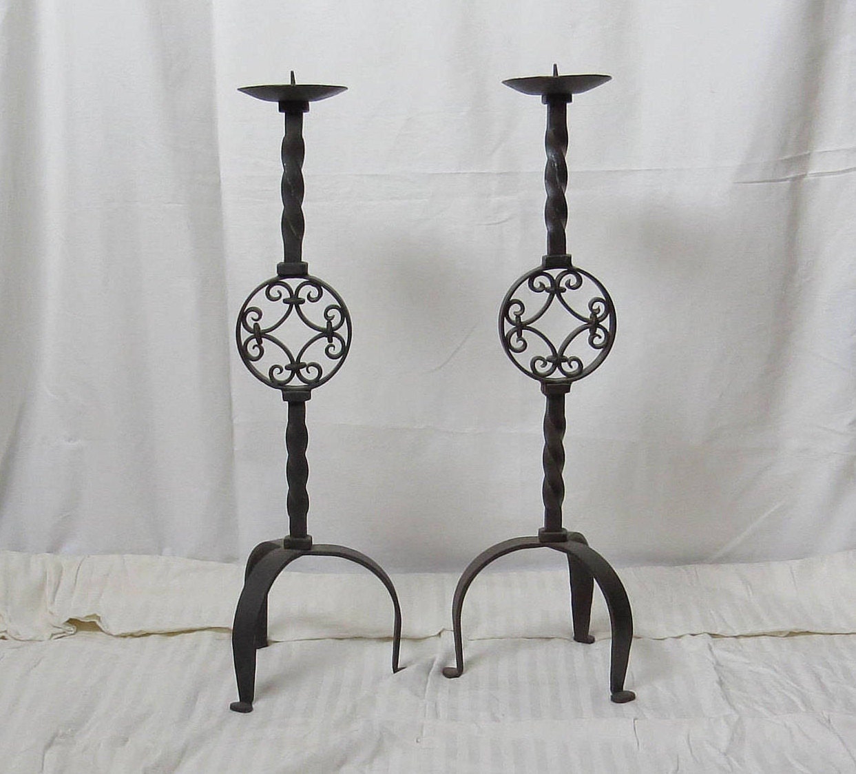 RESERVED Rustic Pair of Black Wrought Cast Iron Metal ...