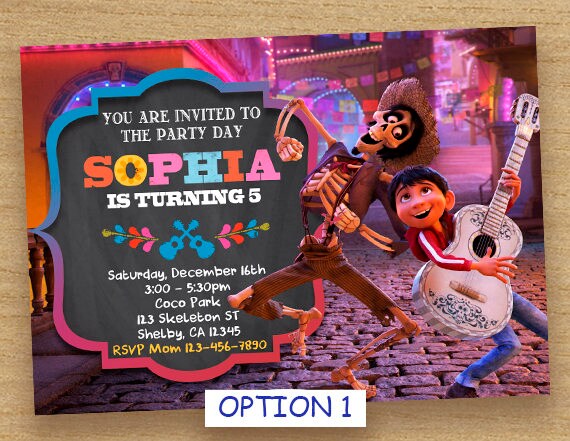 Coco Invitation Coco Birthday Party Coco Printable Custom