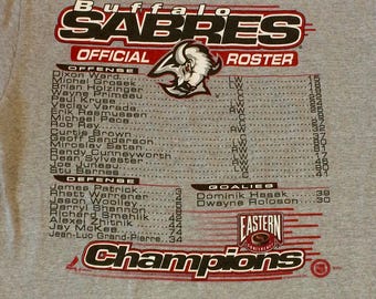Vintage Buffalo Sabres 1999 Stanley Cup Roster T-Shirt Size Large