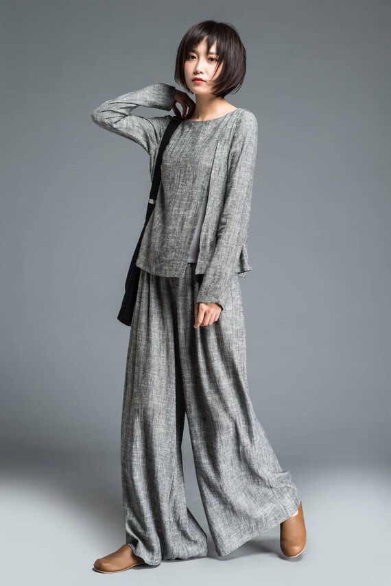 gray linen pants