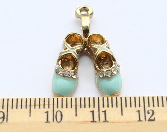 2 Rhinestone Mint Blue Ballet Shoes - EF00094