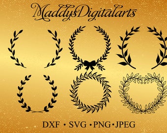 Leaf wreath svg - laurel wreaths clipart digital download - leaf circle monogram frame files svg, png, dxf,Jpg