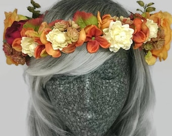 Burnt Orange Autumn Flower Crown