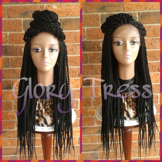 ON SALE// Senegalese Twists Braided Lace Front Wig Long