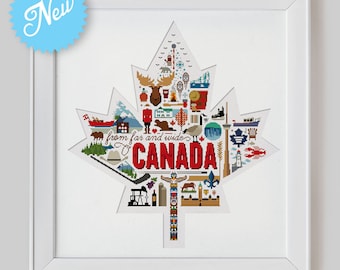 Canada Sampler Cross Stitch Pattern (Digital Format - PDF)