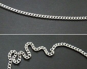 1.75mm Argentium silver necklace chain - any length to order - diamond cut curb chain with lobster clasp - hand finished, Argentium 960
