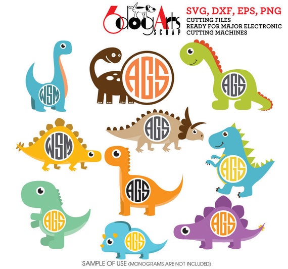 Download Dinosaur Monogram Frames Vector Digital Cut Files Svg Dxf Eps