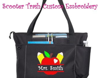 Free Shipping - Personalized Teacher Tote Bag - Apple Books - More Colors - monogrammed