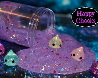 Happy Cheeks Glitter Slime. Choose Your Scent. Charm Included. Galaxy Goo. Popular Slime. Kawaii. Hoppe Chan. Squishy. ASMR. Sensory.
